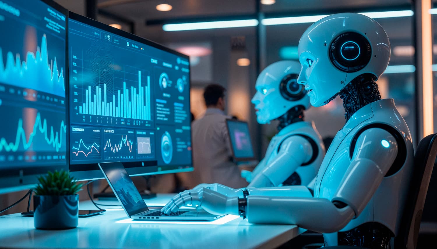 AI consultants reviewing business analytics dashboards to identify automation opportunities